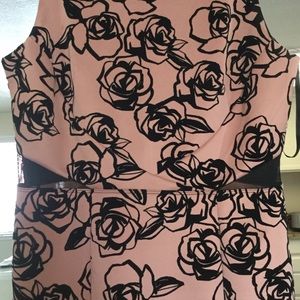 Light Pink with Black Velvet Flower Gown